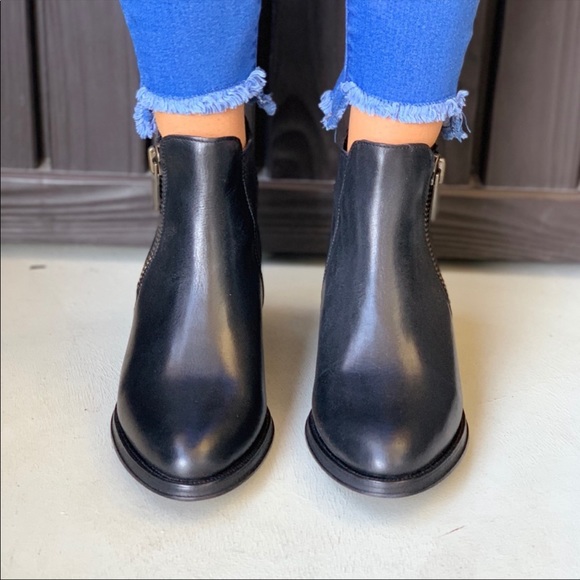 NIB Black Genuine Leather Double Zip Chelsea Boots - Picture 6 of 6